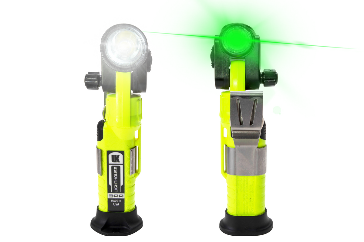 UK 4AA Lighthouse Dual Beam White-Green w/Magnetic Base - Right